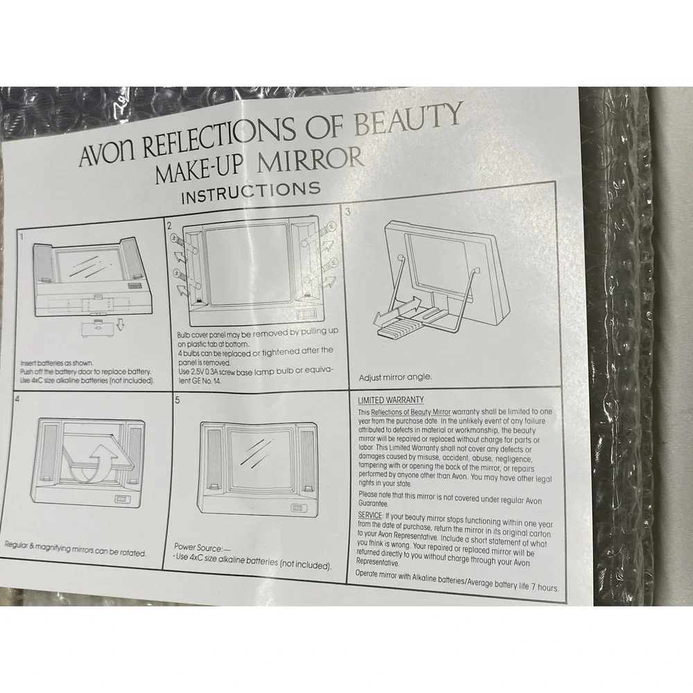 Vintage 1986 AVON Reflections of Beauty Make-Up Lighted Magnifying Mirror NEW